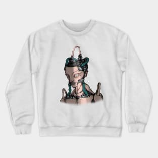 disdainful cyber robot man peeps through crack Crewneck Sweatshirt